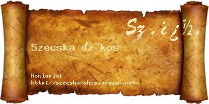 Szecska Ákos névjegykártya
